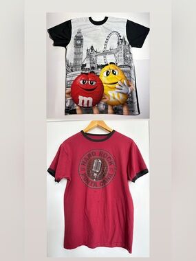 BUNDLE M&M World London & Hard Rock Punta Cana Graphic Tees Size M